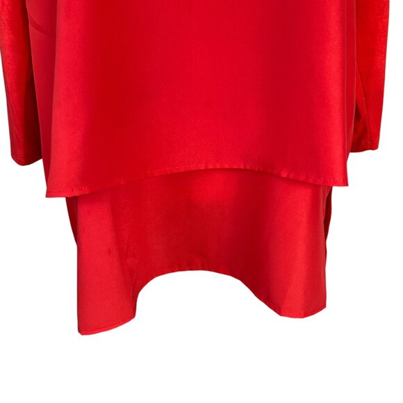 DG2 by Diane Gilman bright red long sleeve layered pullover v-neck blouse size M - Picture 5 of 9